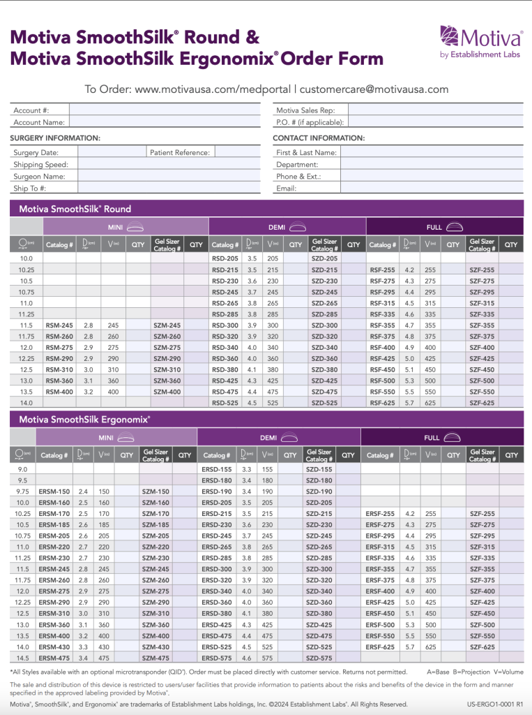 Motiva Breast Implant Catalog